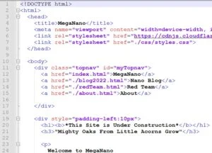 HTML code for my old website