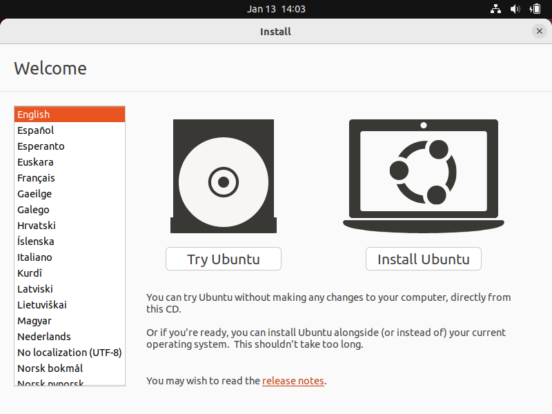 Ubuntu Install Guide - Select Language