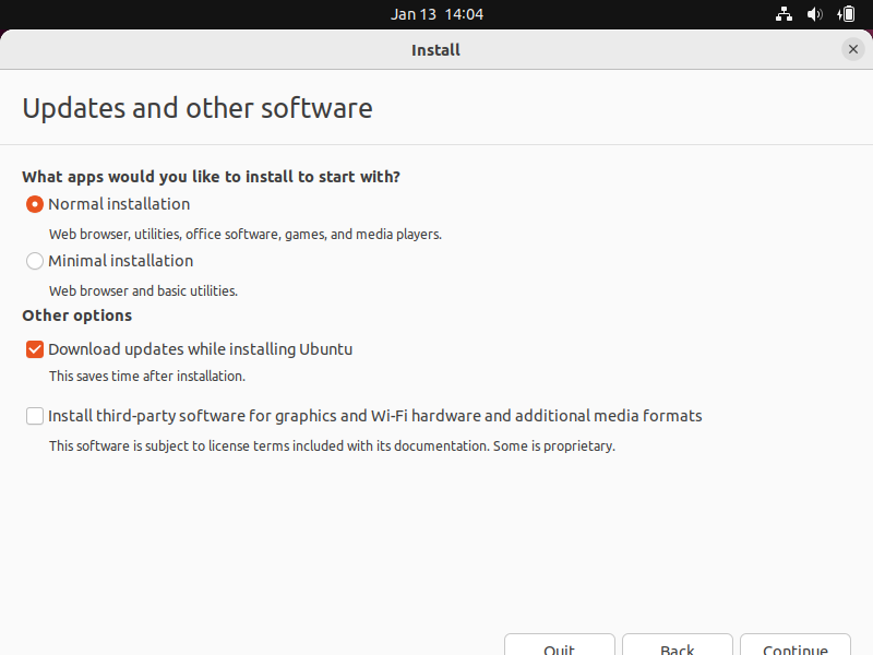 Ubuntu Install Guide - Select Normal Install and Download Updates