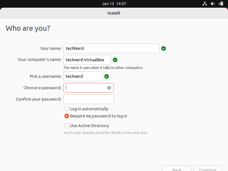 Ubuntu Install Guide - Input Credentials