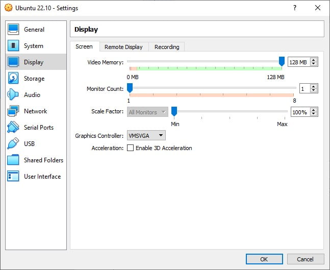 Ubuntu Install Guide - Vm Settings