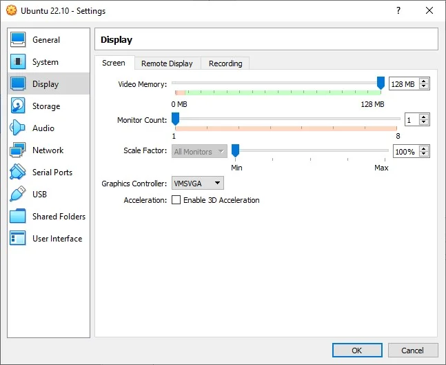 Ubuntu Install Guide - Vm Settings