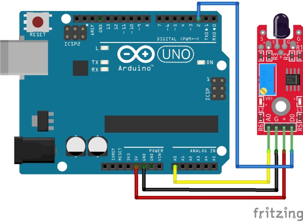 Flame Sensor Module with Arduino circuit diagram