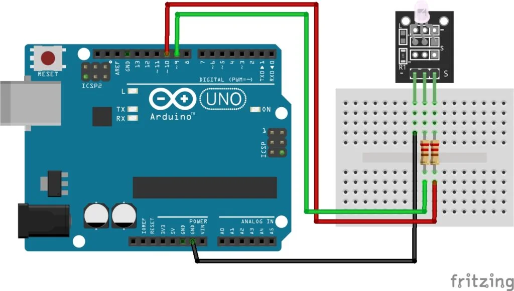 Two-Color LED with Arduino circuit diagram