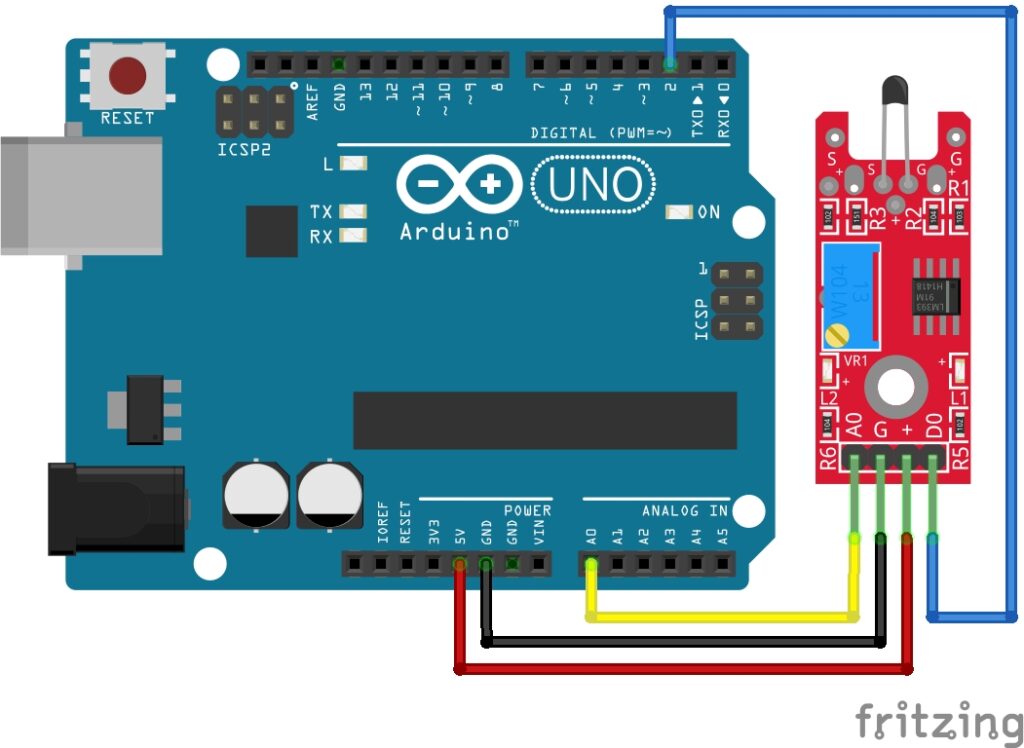 KY-028 Digital Temperature Sensor Diagram with Arduino