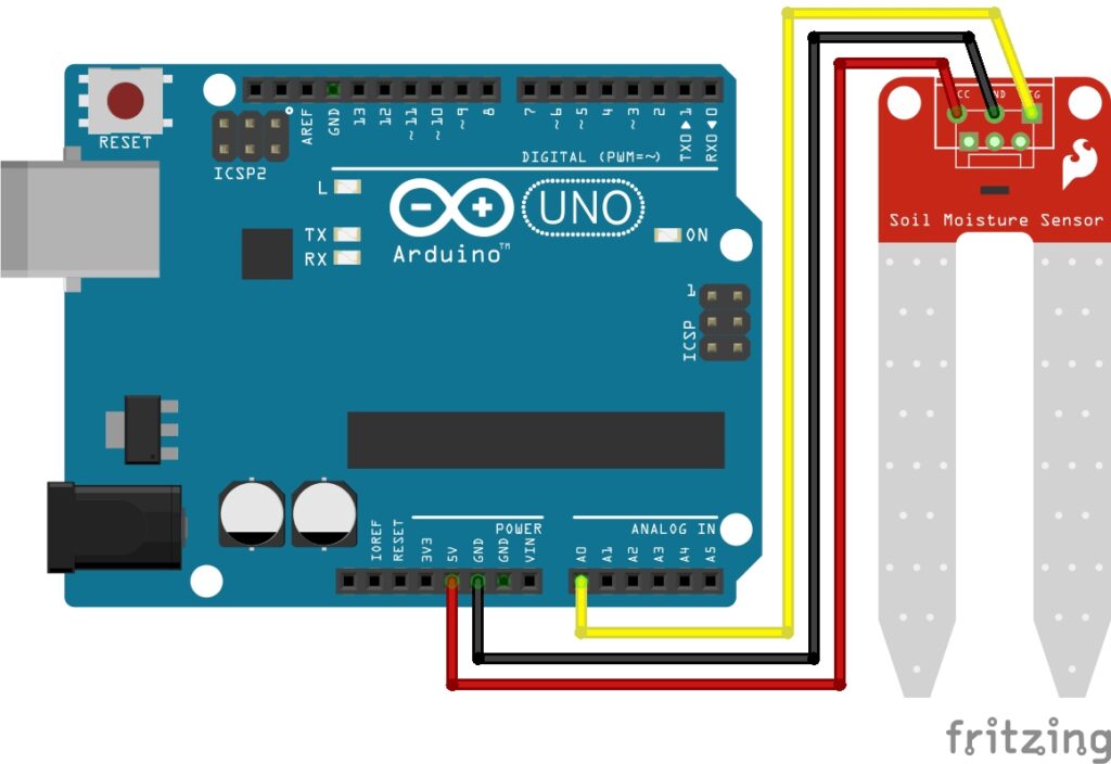 Soil Moisture Sensor with Arduino Diagram