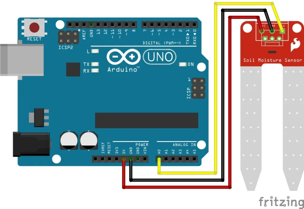 Soil Moisture Sensor with Arduino Diagram