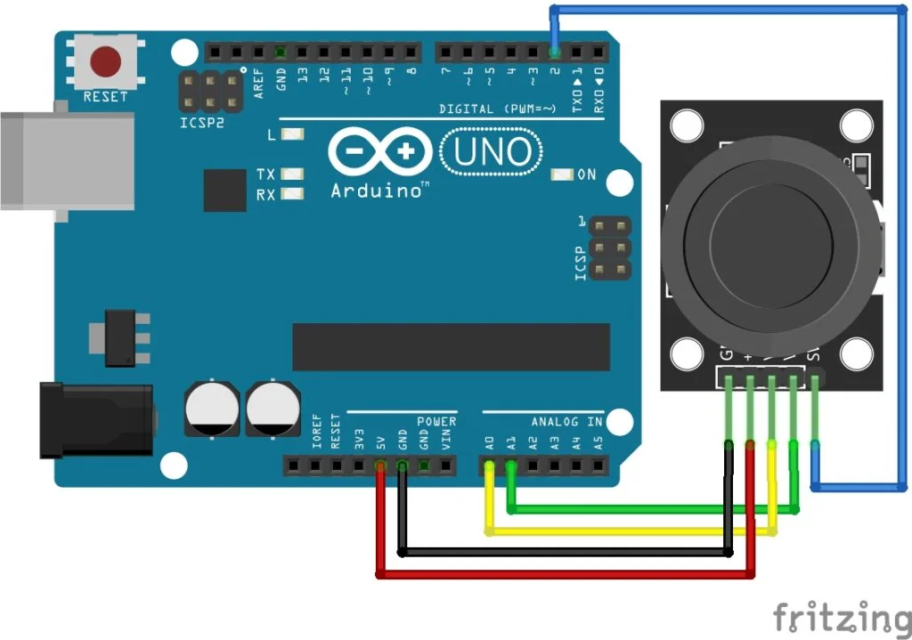 Dual Axis Joystick Module with Arduino Diagram