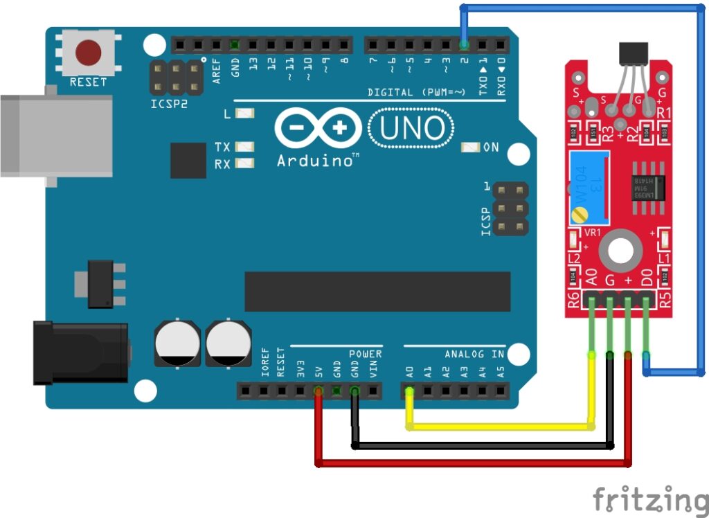 Magnetic Linear Hall Sensor with Arduino Diagram