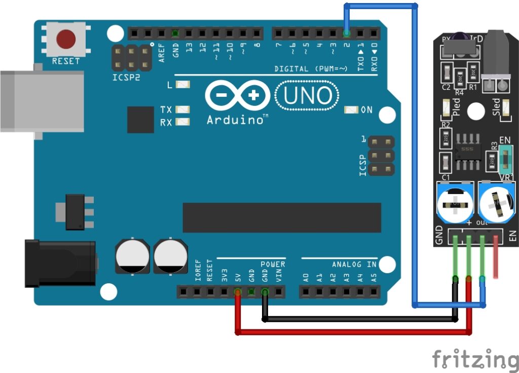 Obstacle Avoidance Sensor Module with Arduino Diagram