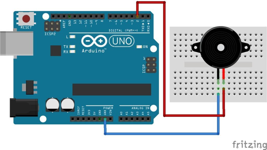 Buzzer with Arduino Diagram for Morse Code Generator