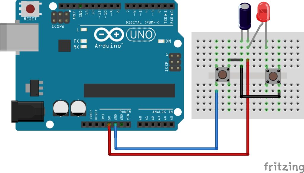 Charge and Discharge Capacitor Arduino Diagram